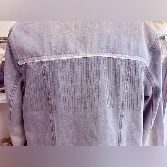 SWEETHEART LA 2X FRINGED BUTTON UP DENIM JACKET IN LIGHT WASH Cowgirl 90’s - Picture 6 of 13